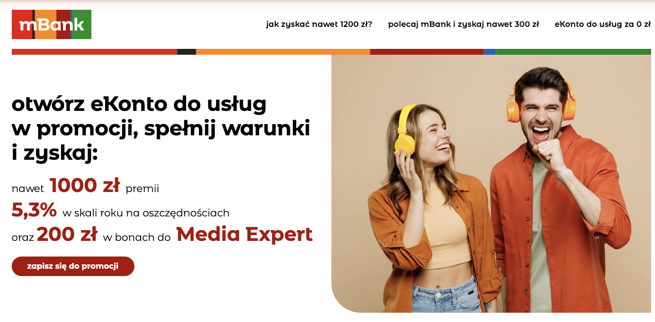 eKonto do usług w mBanku – otwórz konto w promocji i zyskaj nawet 1000 zł